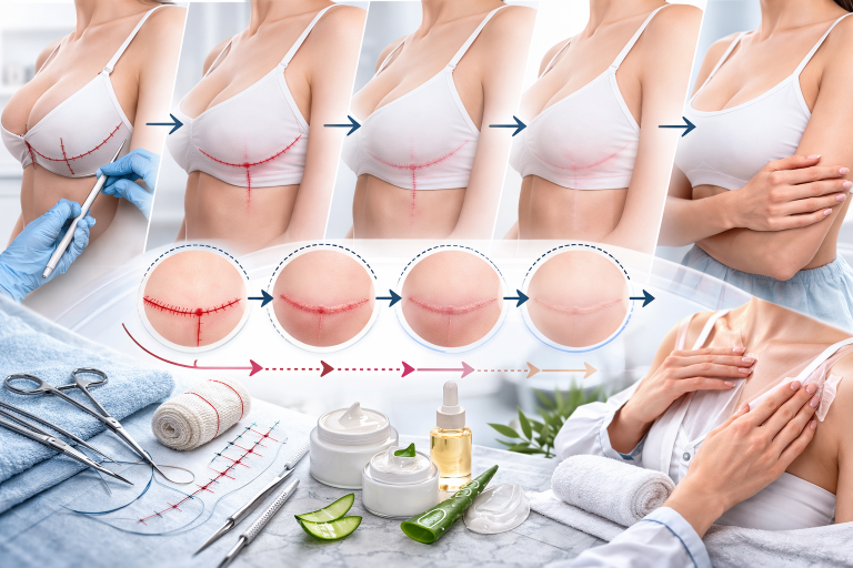 When will breast reduction scars disappear completely?